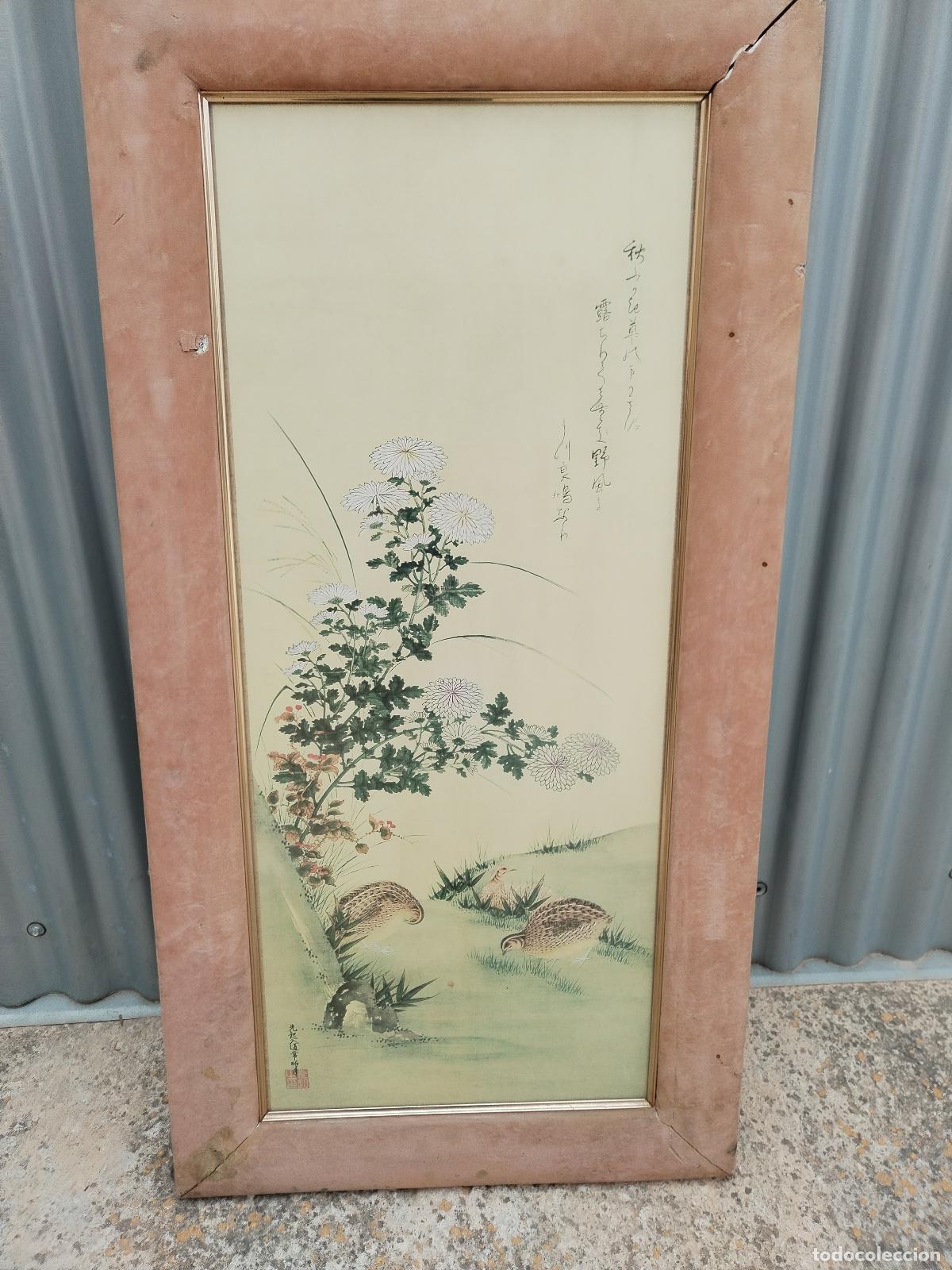 Arte: cuadro oriental con perdices - Foto 2