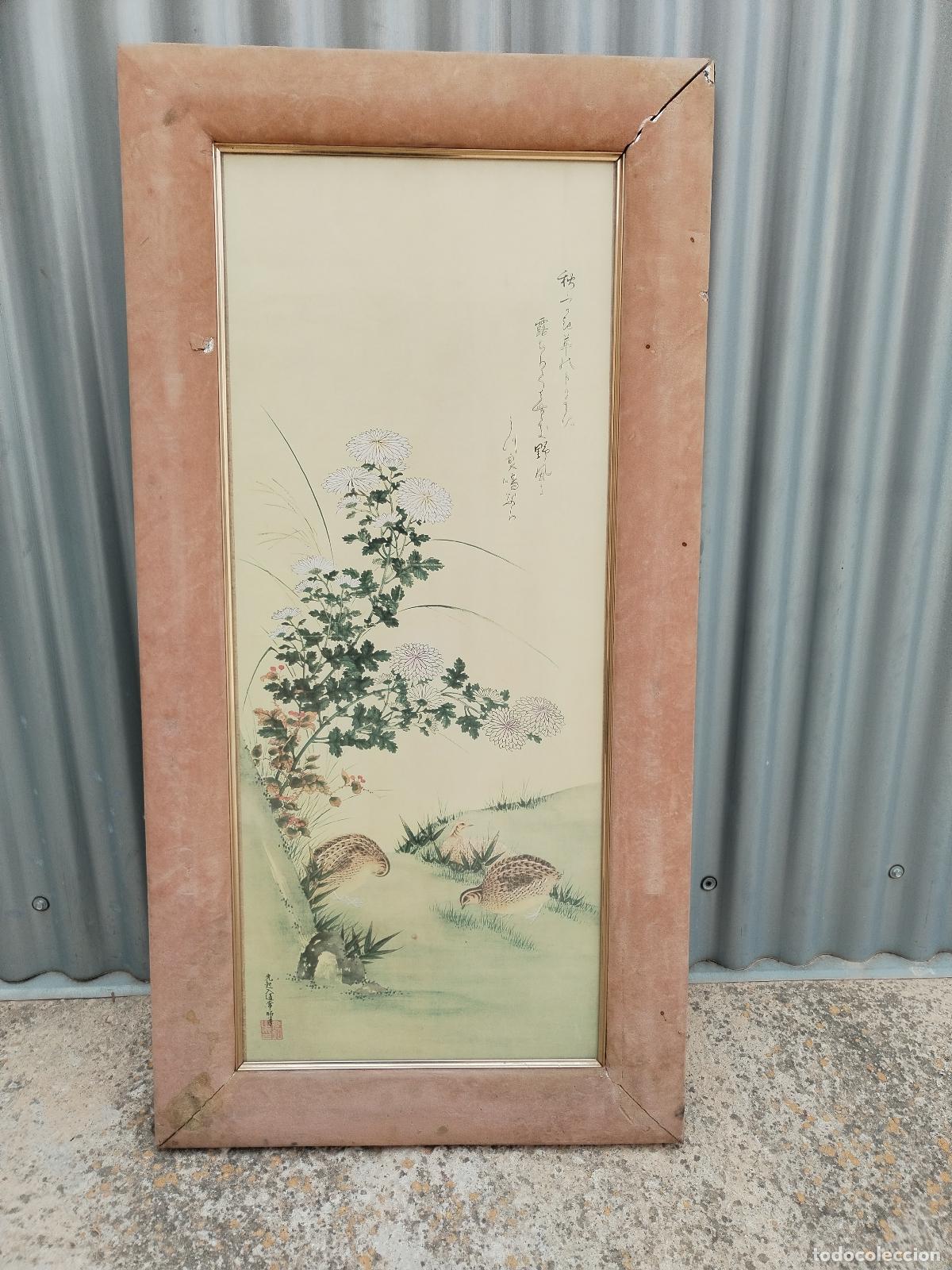 Arte: cuadro oriental con perdices - Foto 6