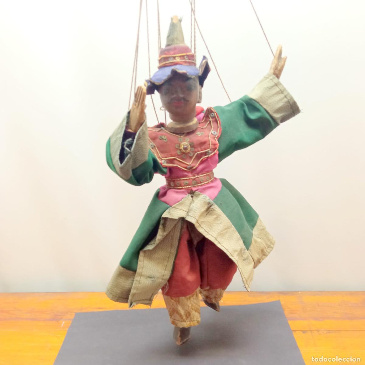 Arte: 40 cm - Antigua marioneta t&iacute;tere Birmania . Talla de madera policromada