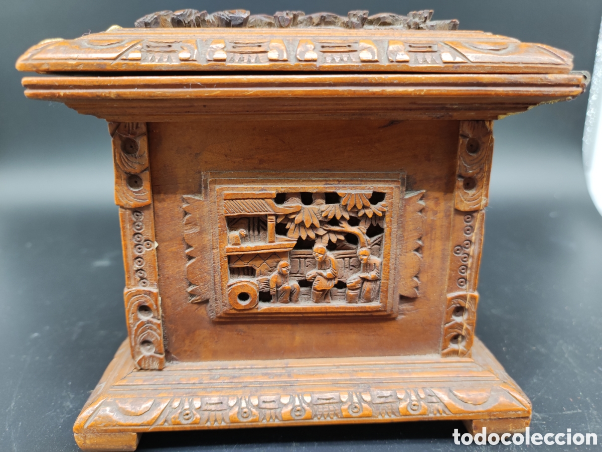 Arte: Caja de madera tallada china - Foto 2