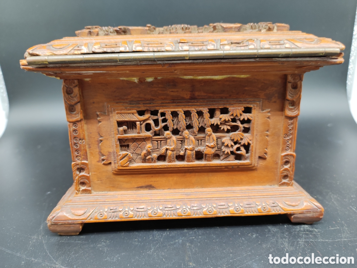 Arte: Caja de madera tallada china - Foto 3
