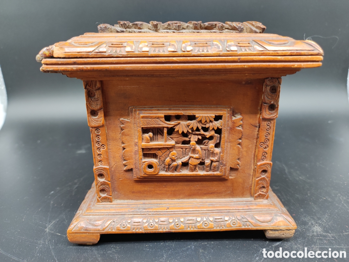 Arte: Caja de madera tallada china - Foto 4