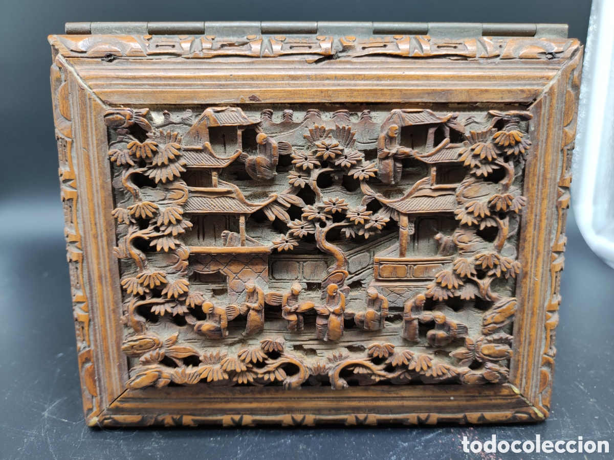 Arte: Caja de madera tallada china - Foto 5