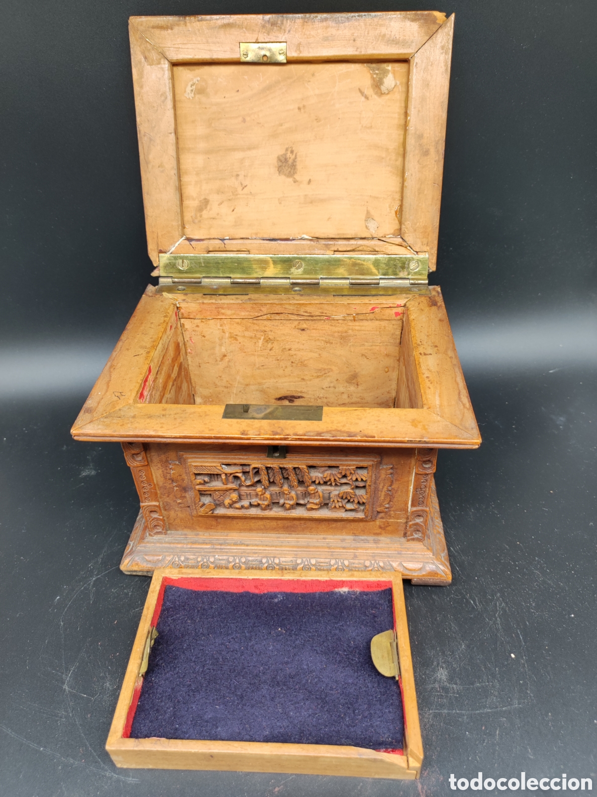 Arte: Caja de madera tallada china - Foto 7