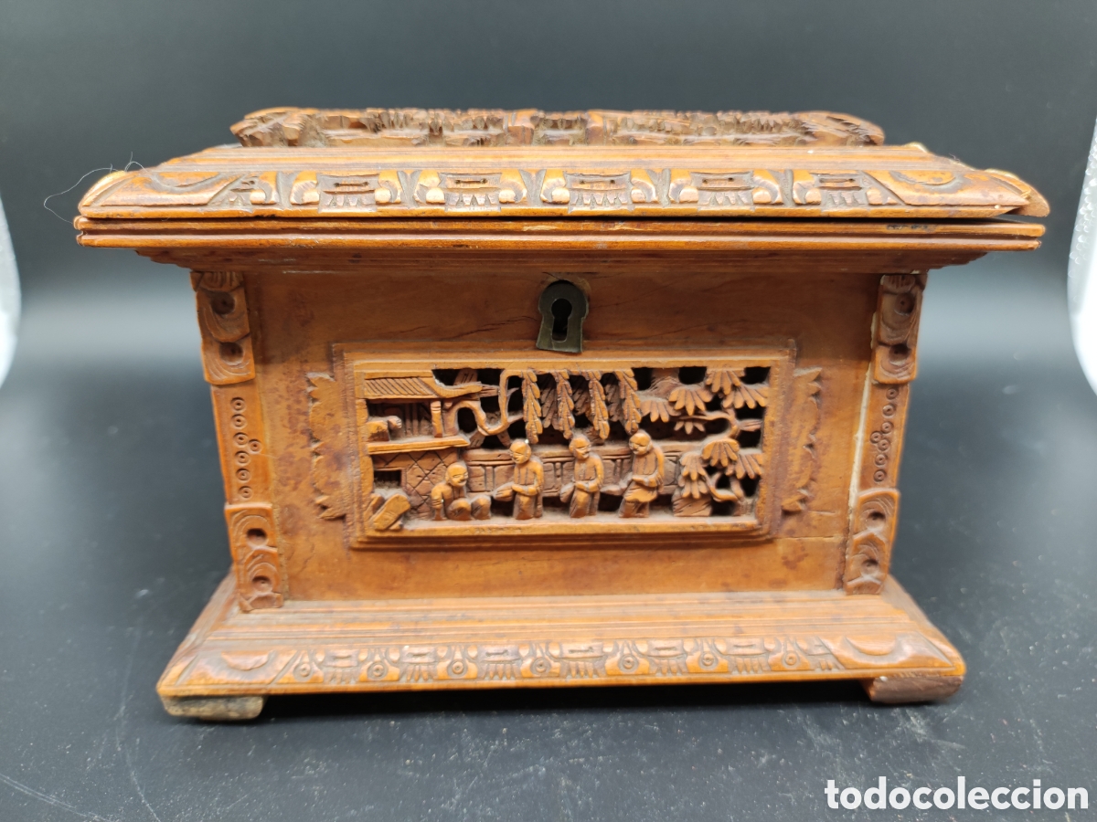 Arte: Caja de madera tallada china - Foto 1