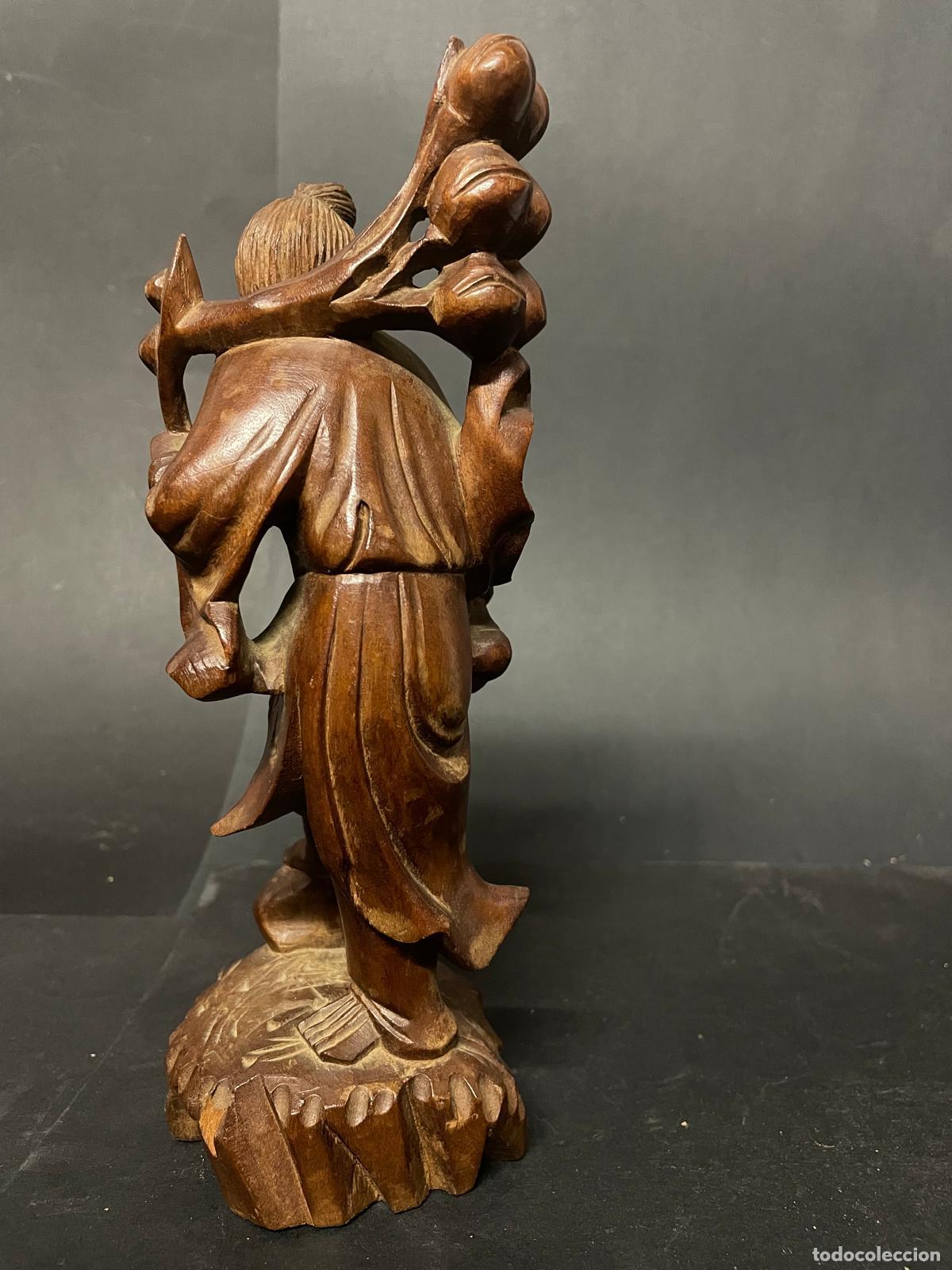 Arte: FIGURA ORIENTAL TALLADA EN MADERA - Foto 2