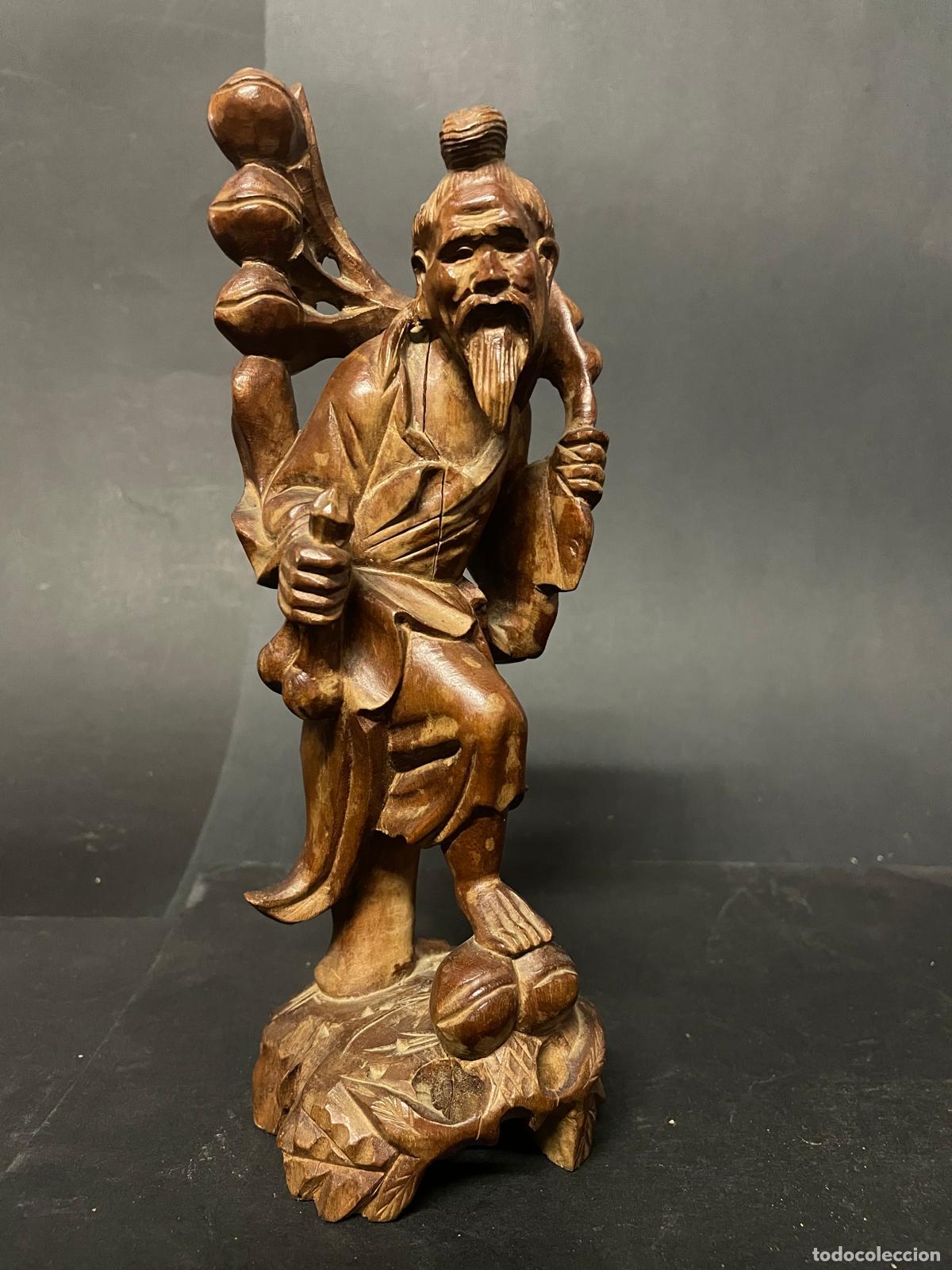 Arte: FIGURA ORIENTAL TALLADA EN MADERA - Foto 1