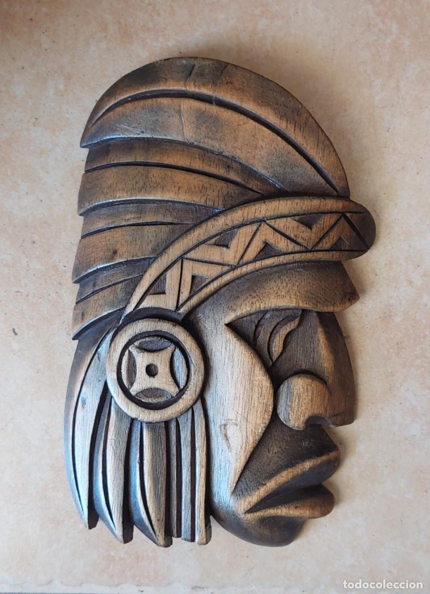 Arte: Indio M&aacute;scara tallada en madera - Foto 1