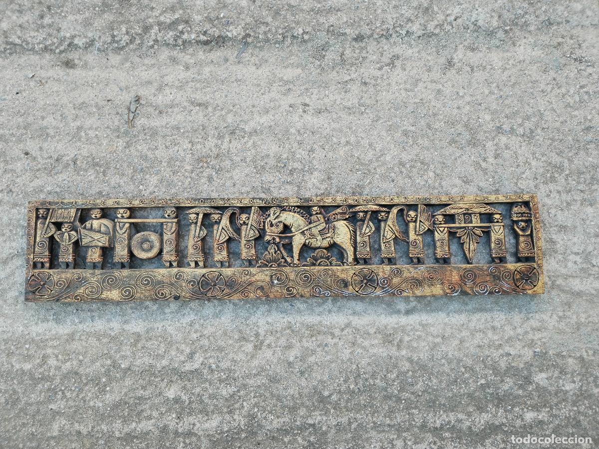 Arte: cuadro panel vintage de madera tallada con tema de opera de beijing - Foto 2