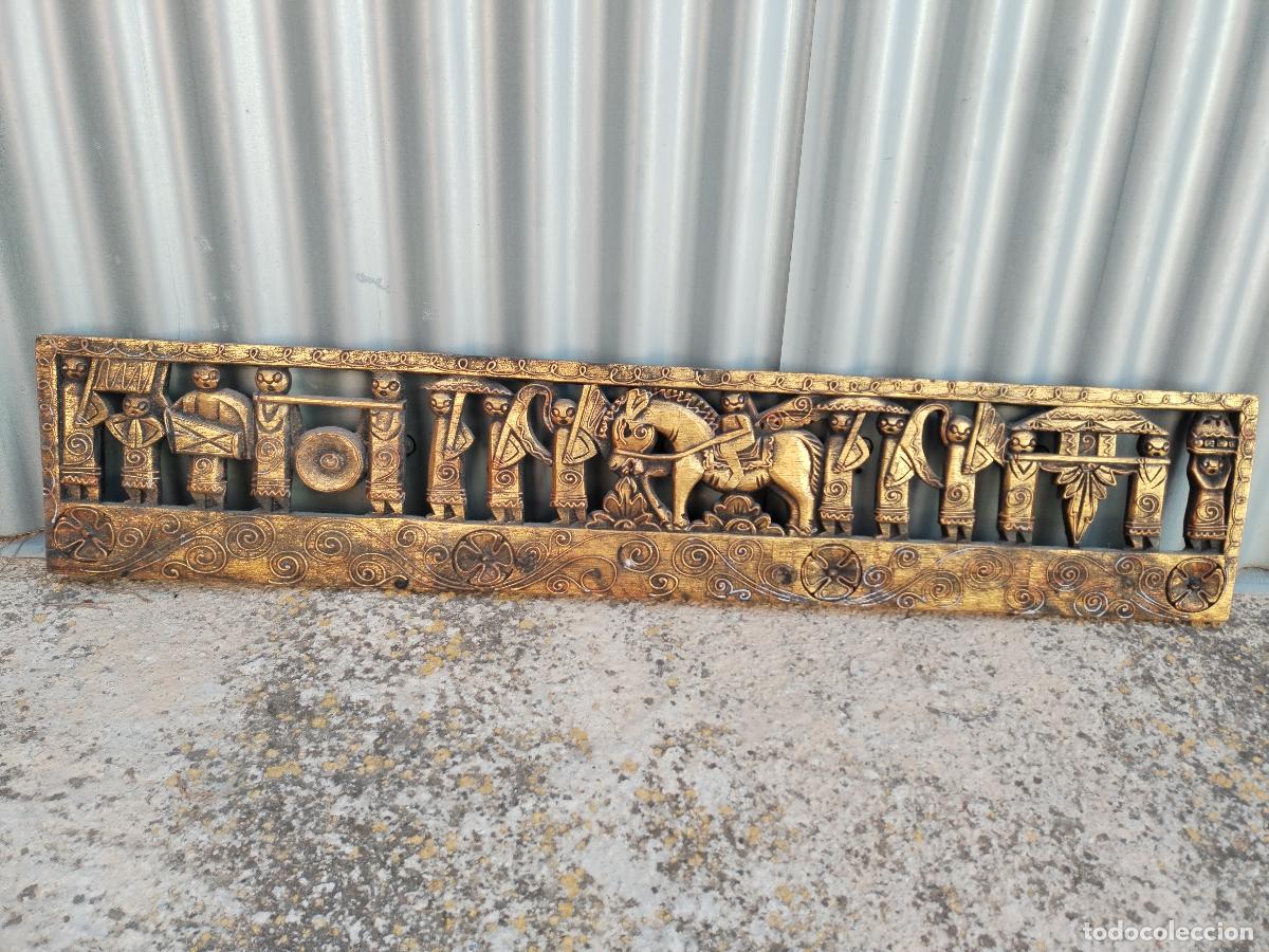Arte: cuadro panel vintage de madera tallada con tema de opera de beijing - Foto 3