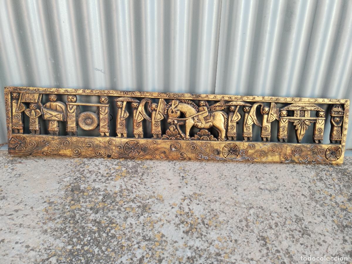 Arte: cuadro panel vintage de madera tallada con tema de opera de beijing - Foto 1