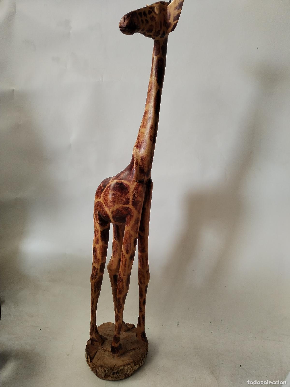 Arte: girafa africa tallada en madera - Foto 2
