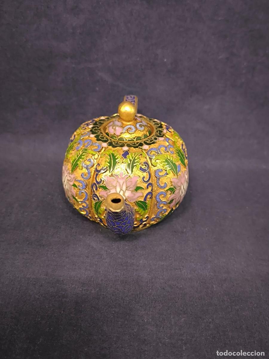 Arte: TETERA CHINA EN CLOISONNE EN RELIEVE - Foto 2