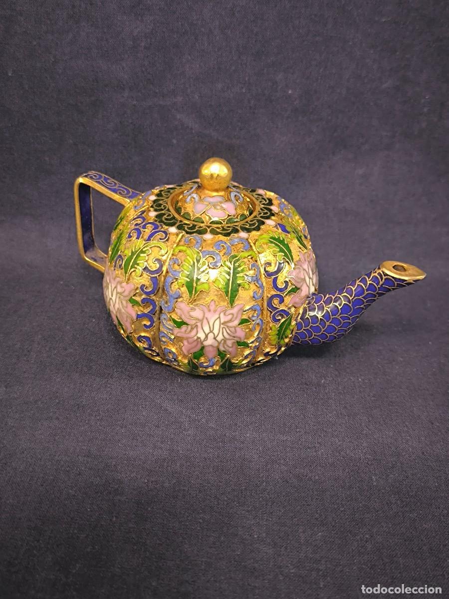 Arte: TETERA CHINA EN CLOISONNE EN RELIEVE - Foto 3
