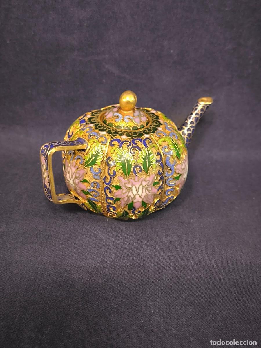 Arte: TETERA CHINA EN CLOISONNE EN RELIEVE - Foto 4