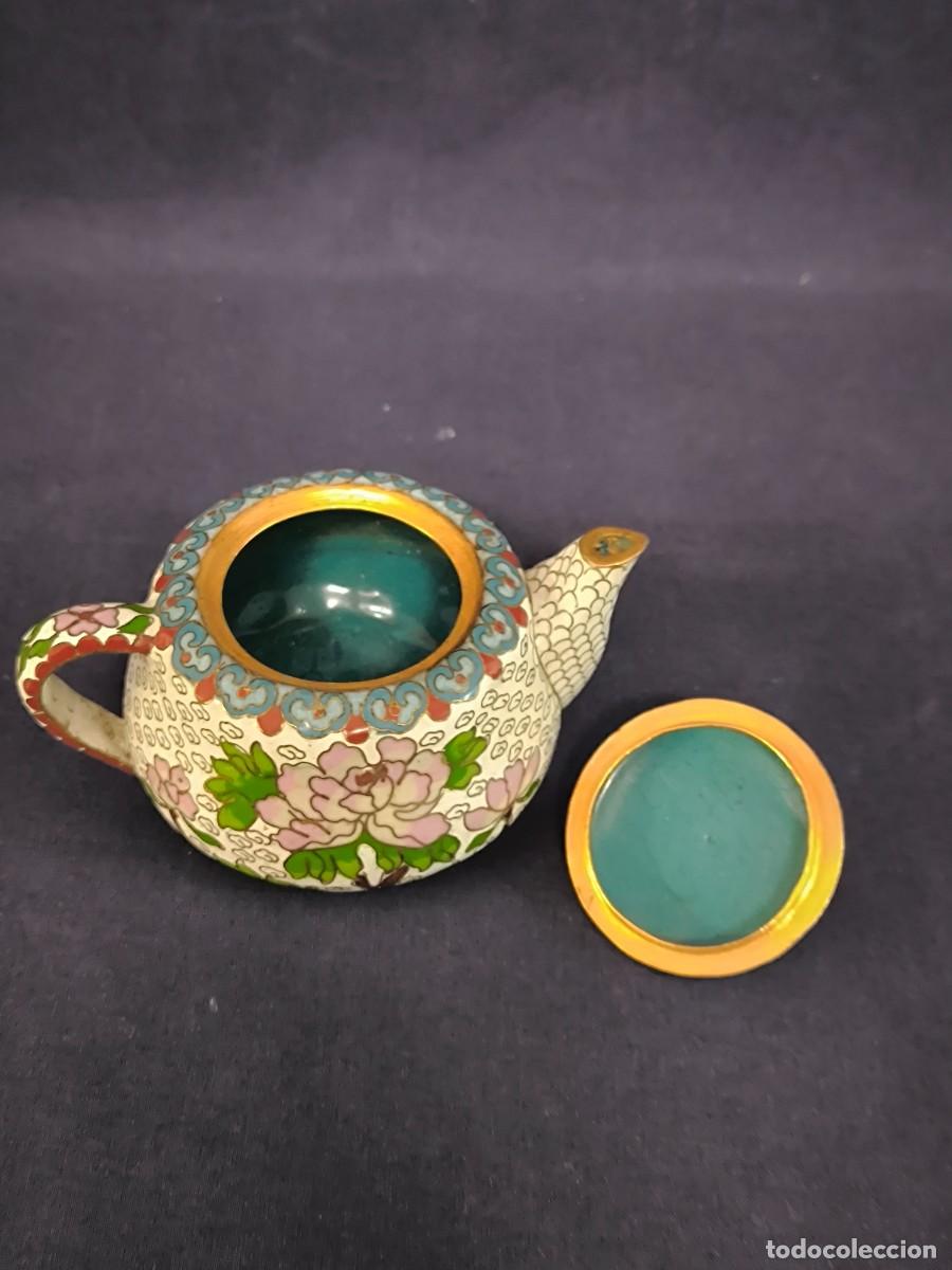 Arte: TETERA CHINA EN CLOISONNE CON ESMALTE EN BLANCO - Foto 5