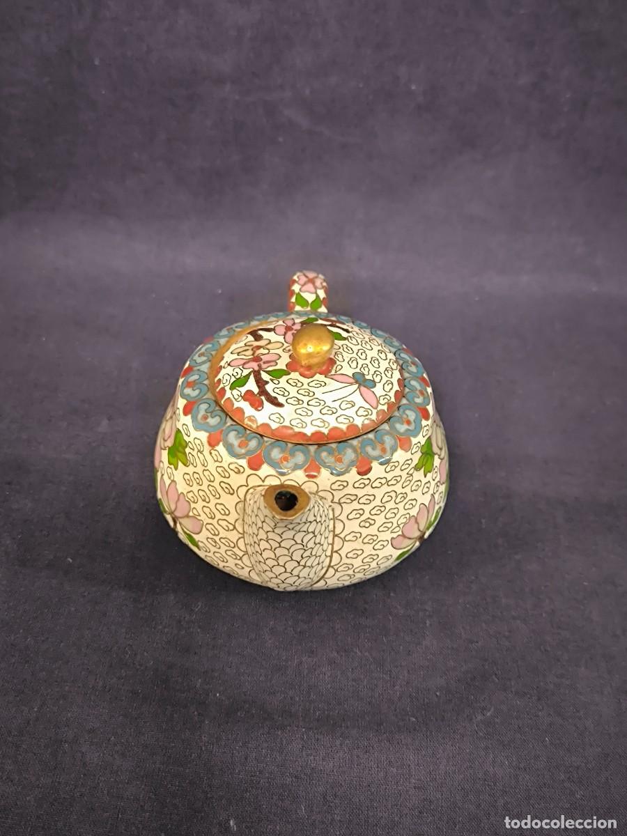 Arte: TETERA CHINA EN CLOISONNE CON ESMALTE EN BLANCO - Foto 7