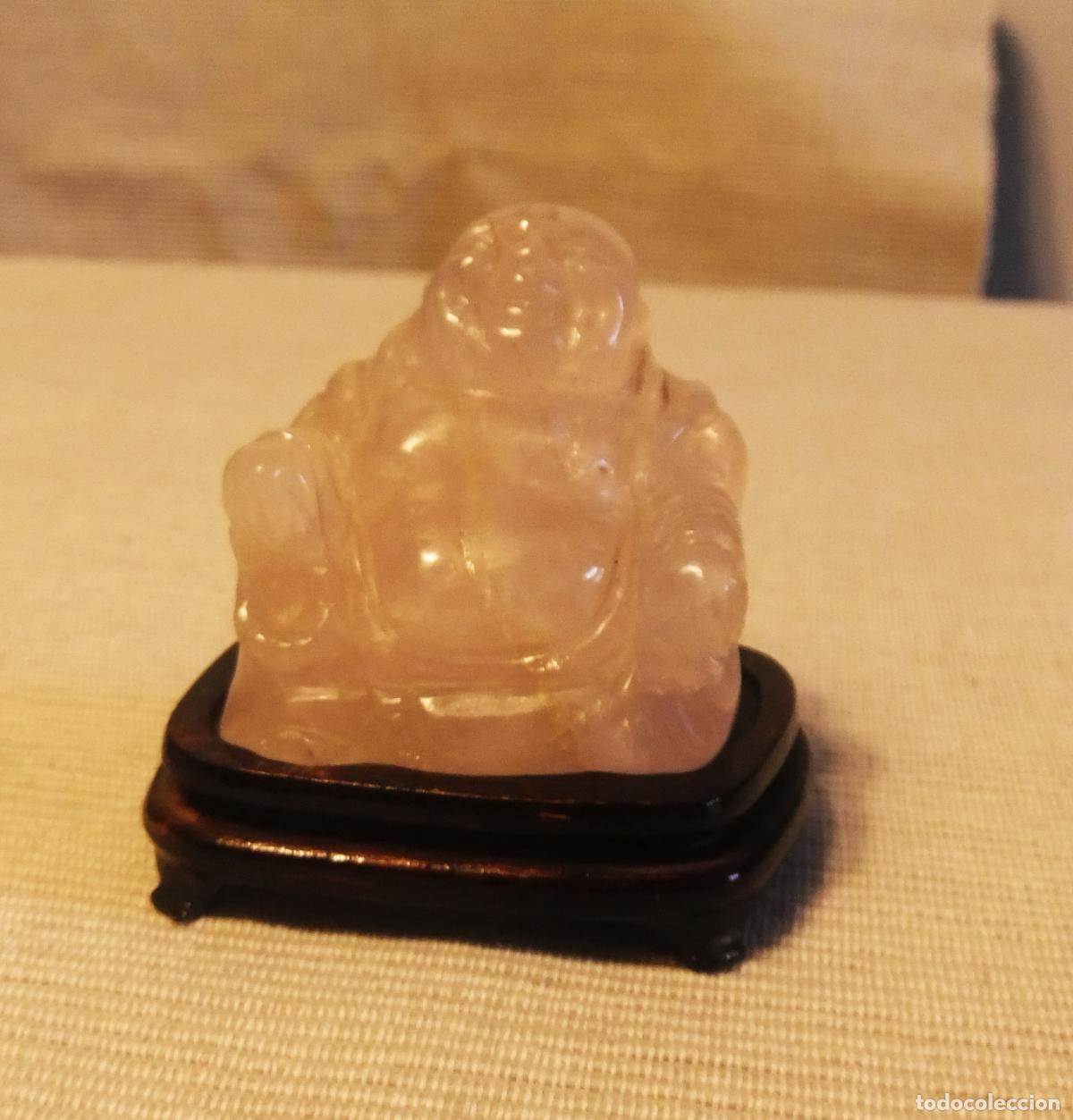 Arte: FIGURA DE BUDA TALLADA EN CUARZO ROSA - Foto 2
