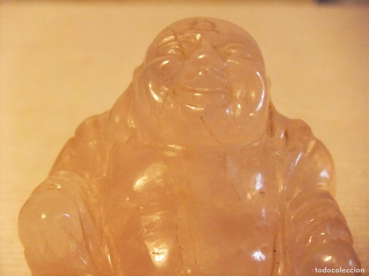 Arte: FIGURA DE BUDA TALLADA EN CUARZO ROSA - Foto 3