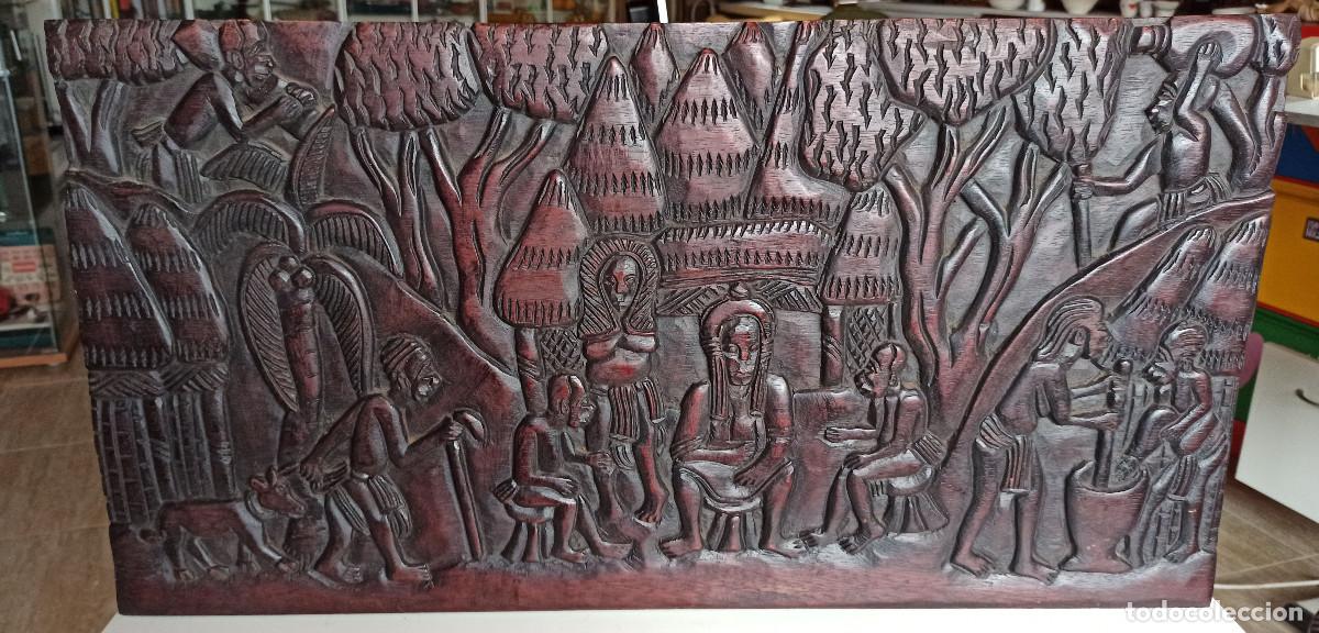 Arte: RELIEVE EN MADERA AFRICANO - Foto 1