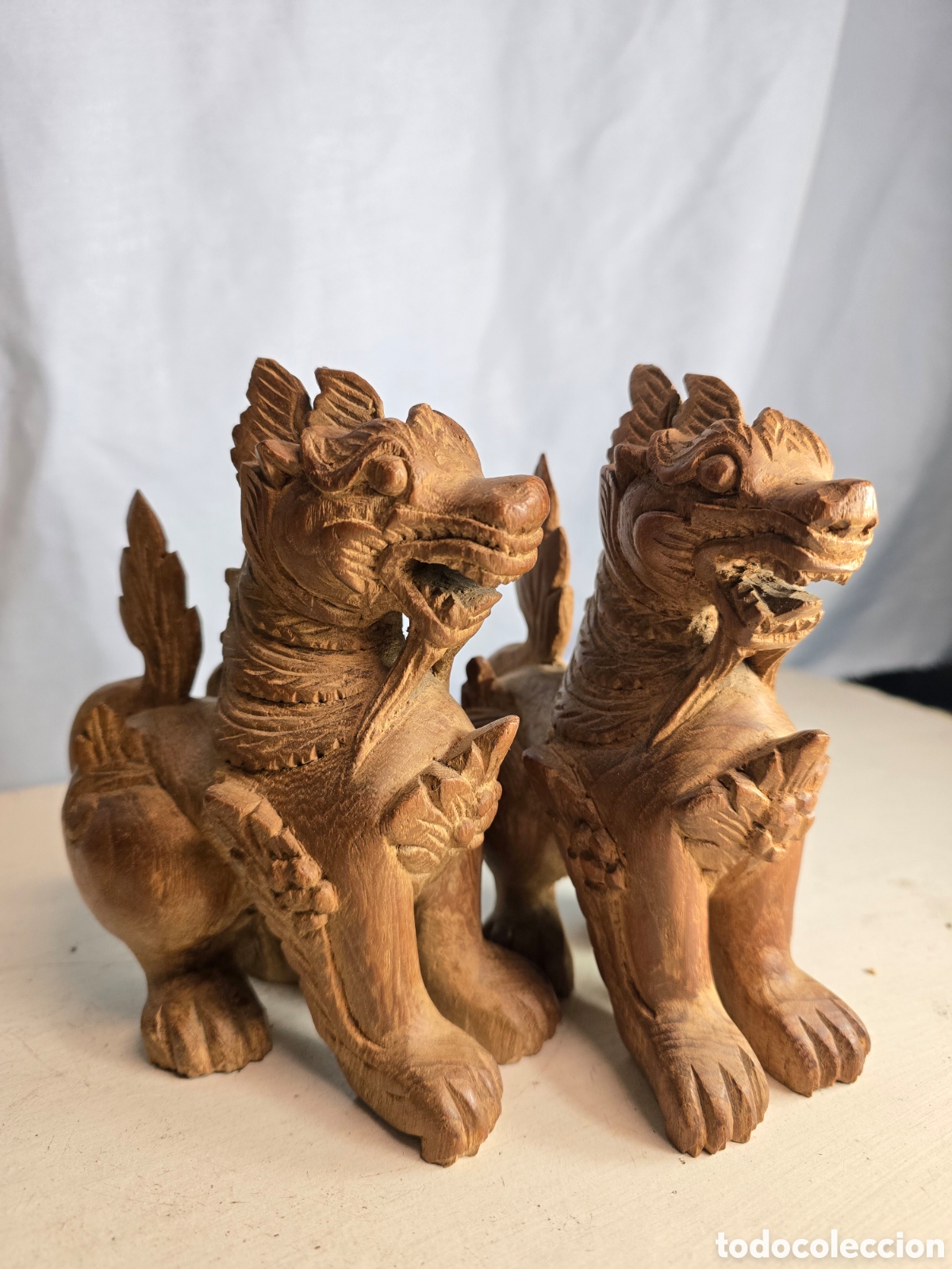Arte: Pareja dragones protectores de madera - Foto 1