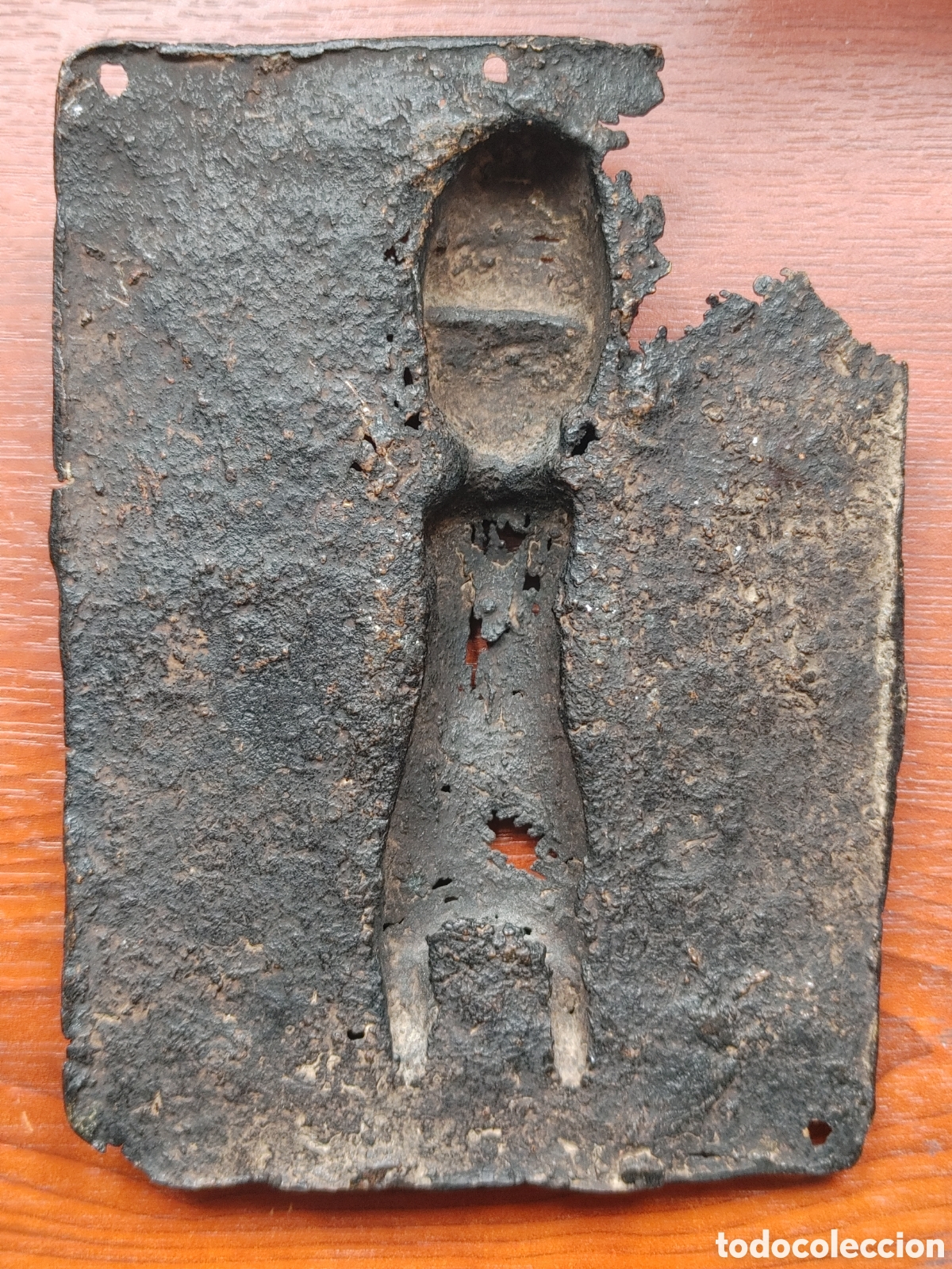 Arte: Antigua placa de bronce. Benin. - Foto 2