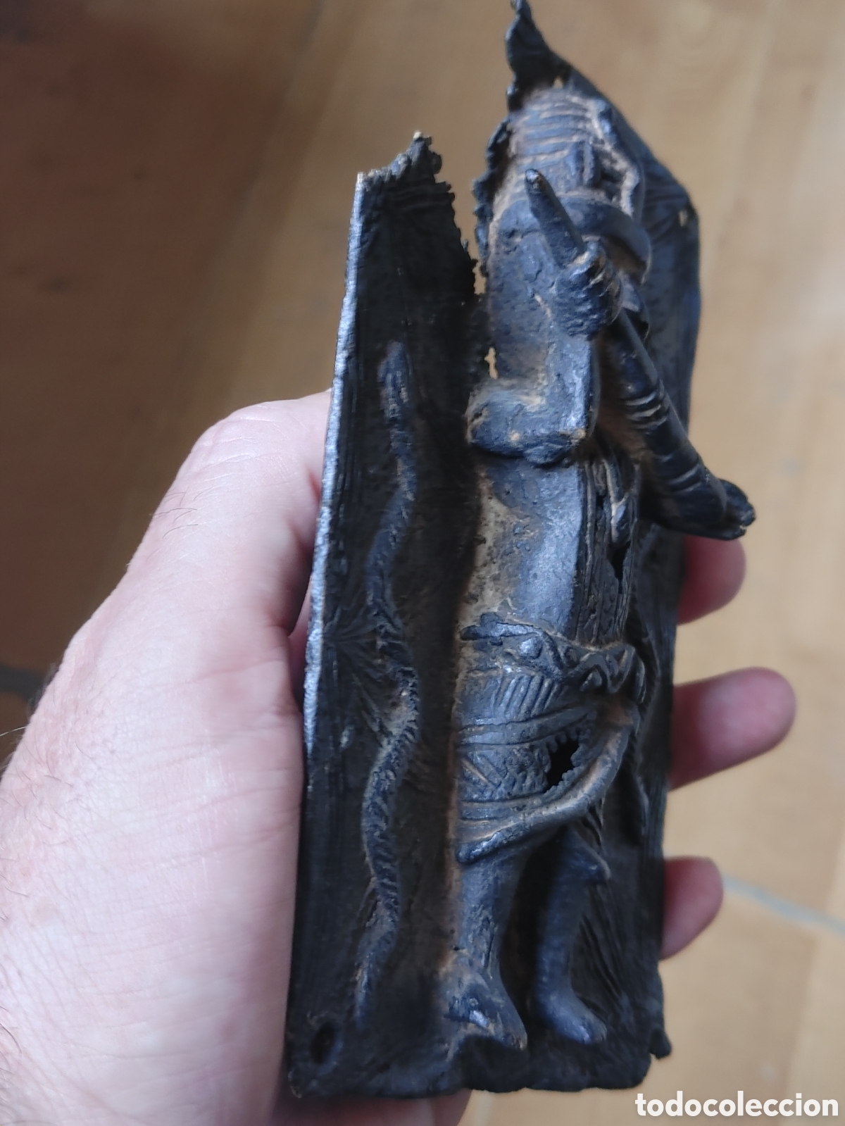Arte: Antigua placa de bronce. Benin. - Foto 4