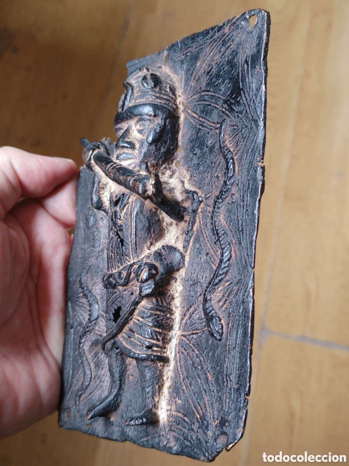Arte: Antigua placa de bronce. Benin. - Foto 5
