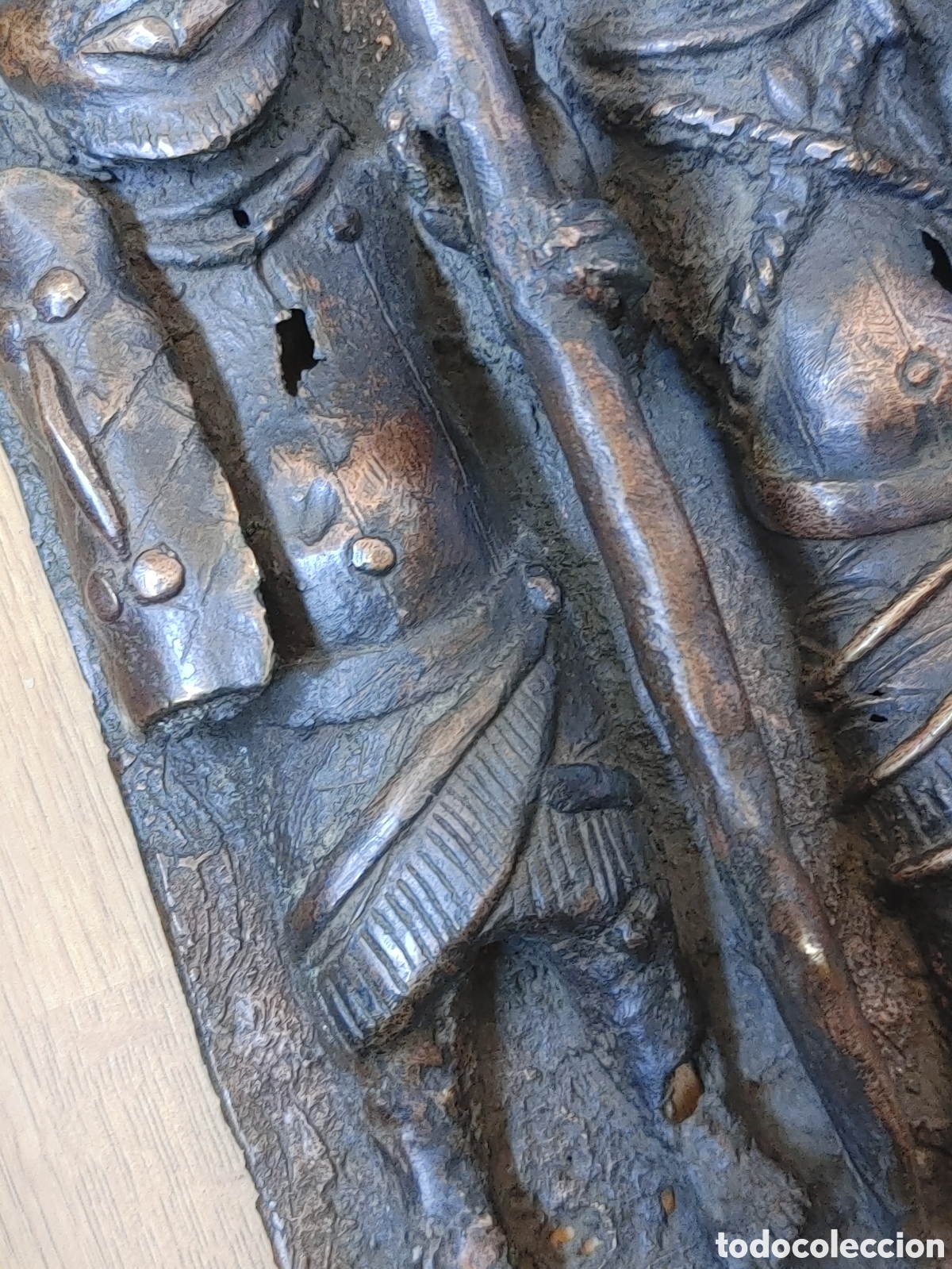 Arte: Antigua placa de bronce. Benin. - Foto 2
