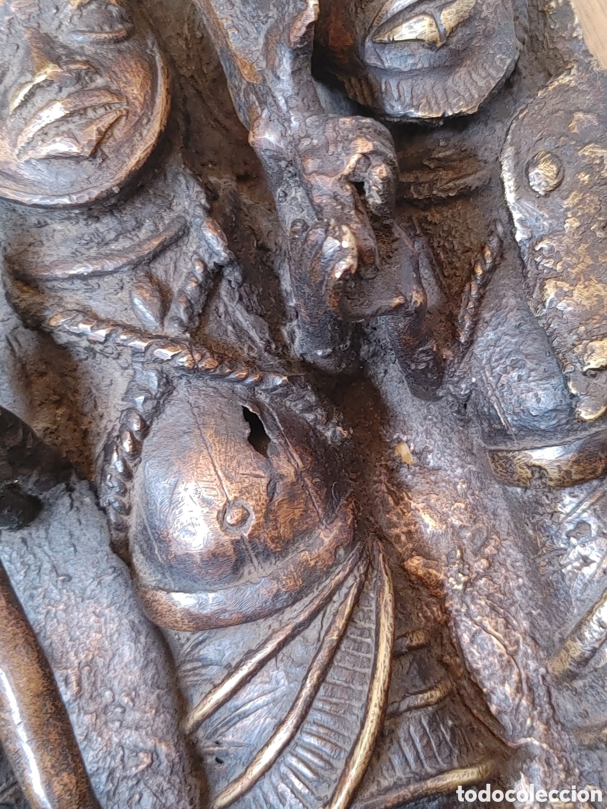 Arte: Antigua placa de bronce. Benin. - Foto 3