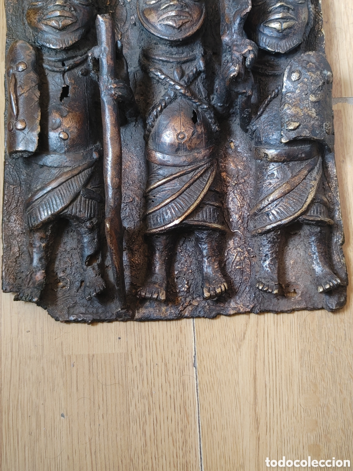 Arte: Antigua placa de bronce. Benin. - Foto 6