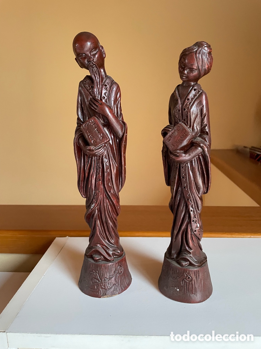 Arte: Pareja de figuras orientales - Foto 1