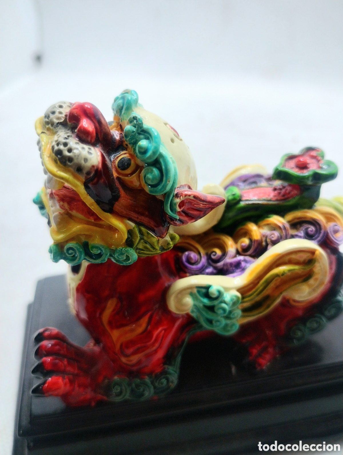 Arte: Figura de leon-perro Foo policromada - Foto 6