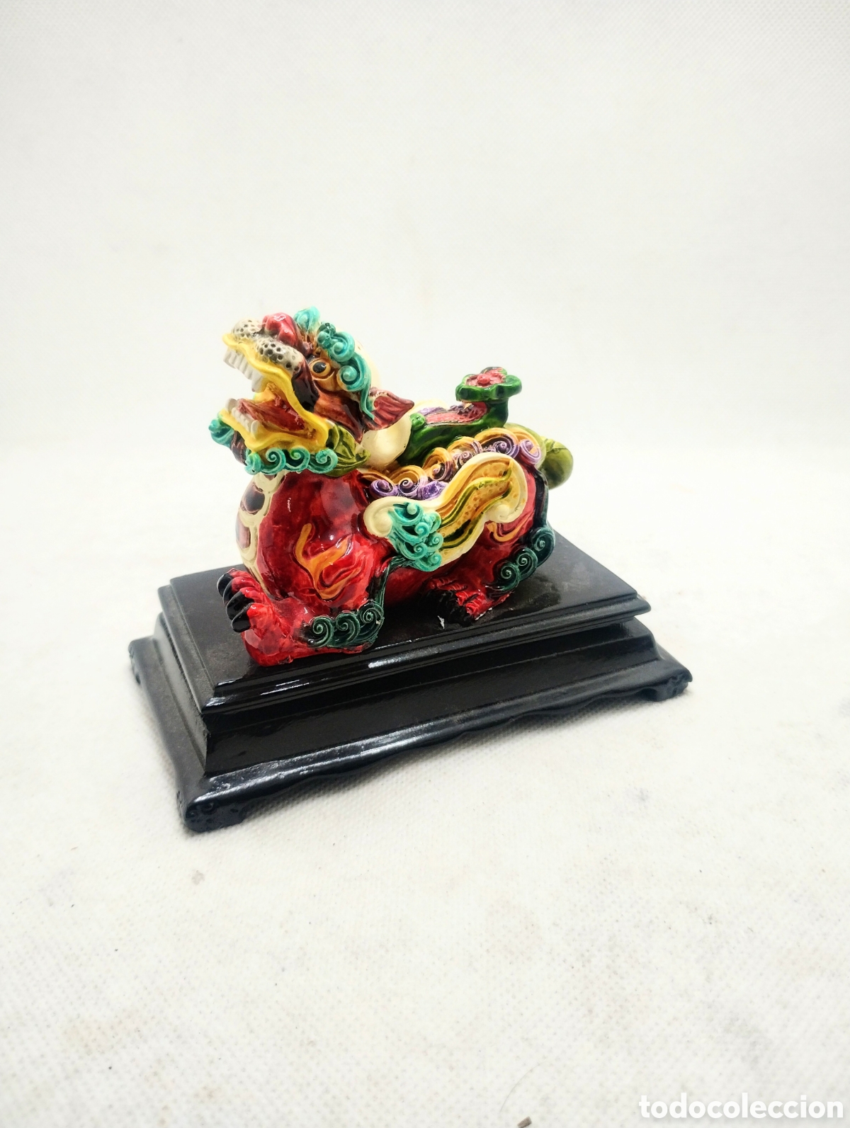 Arte: Figura de leon-perro Foo policromada - Foto 1