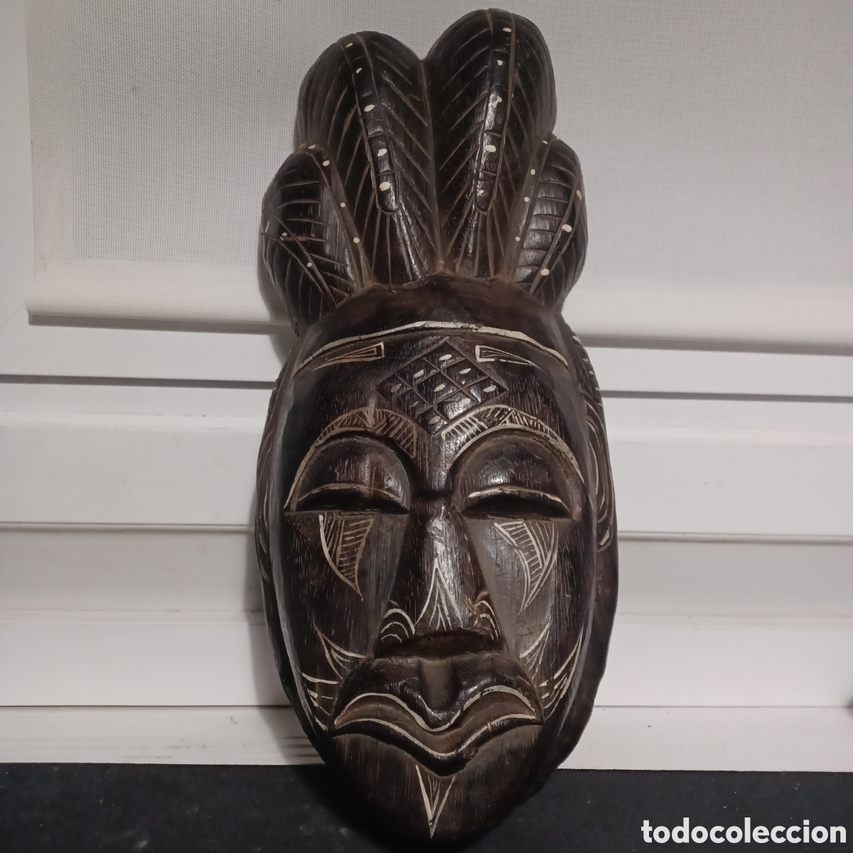 Arte: MASCARA AFRICANA TALLADA EN MADERA - Foto 1