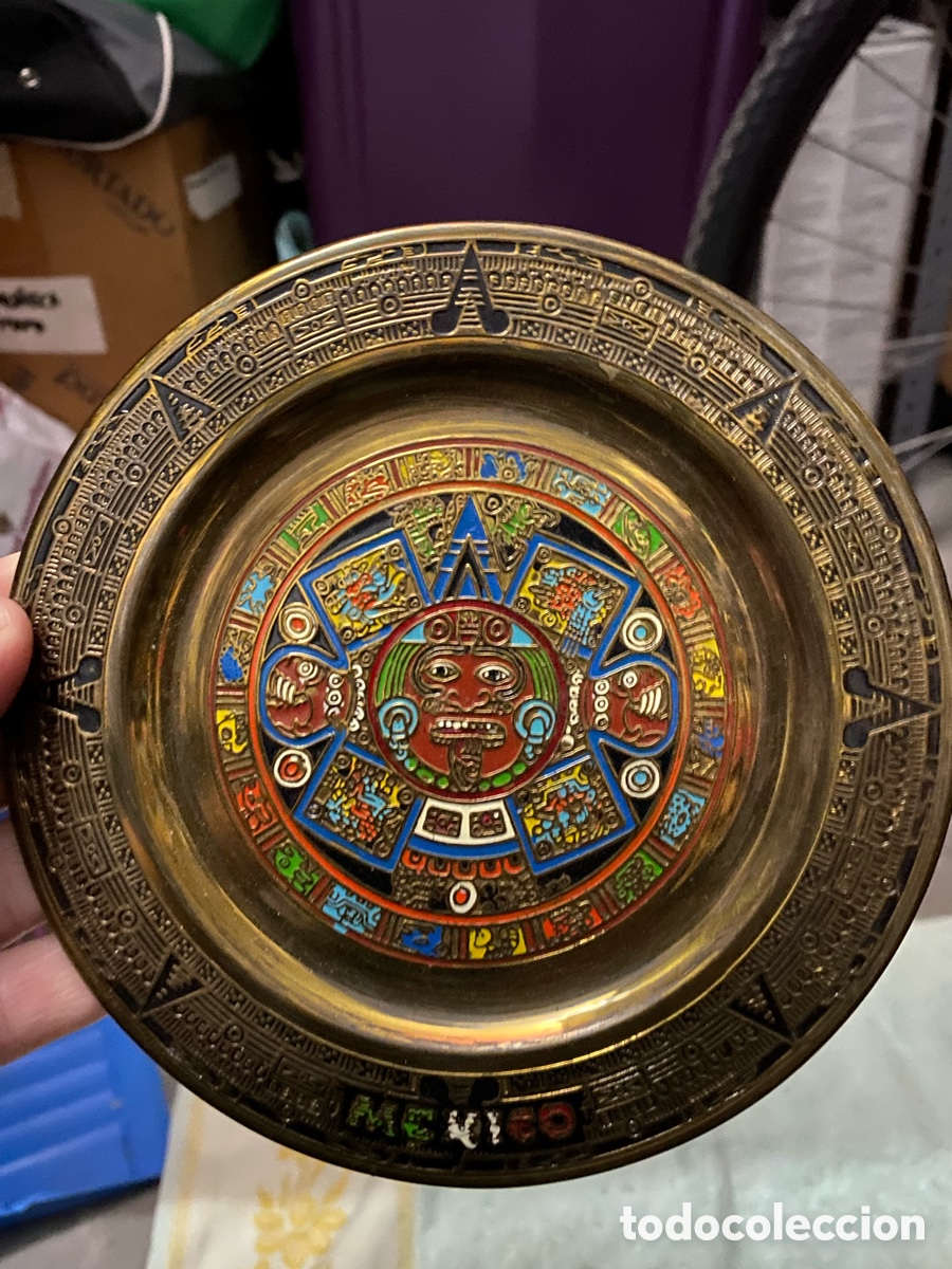 Arte: Calendario Azteca. Plato. - Foto 2