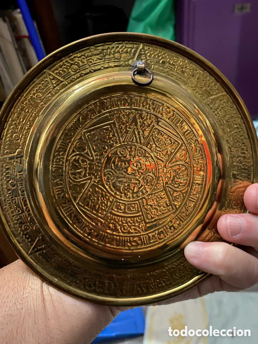 Arte: Calendario Azteca. Plato. - Foto 3