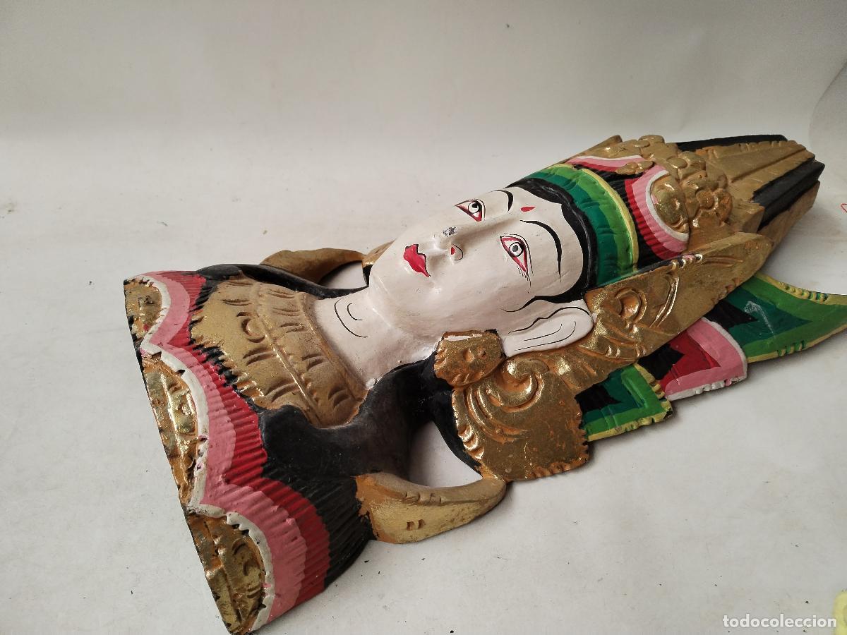 Arte: cabeza de diosa hind&uacute; tallada en madera - Foto 5