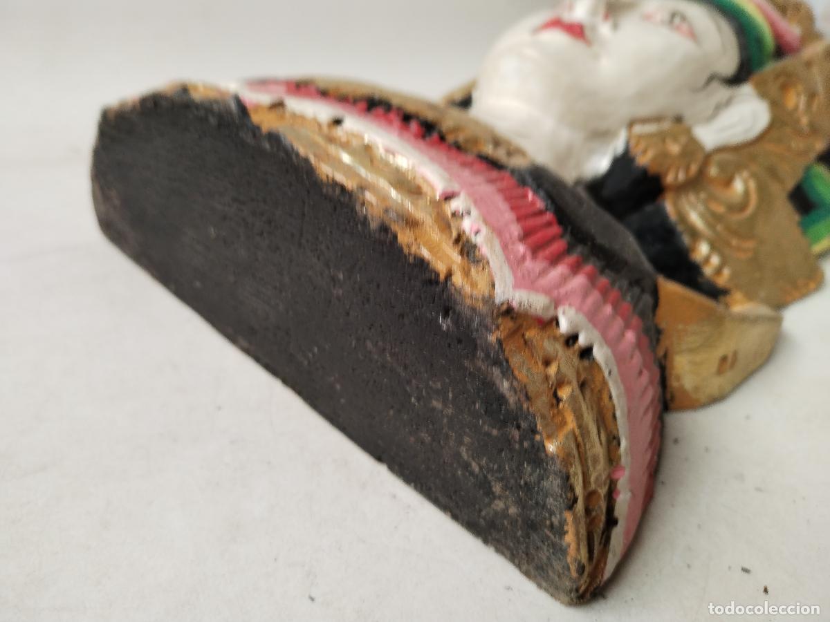 Arte: cabeza de diosa hind&uacute; tallada en madera - Foto 6