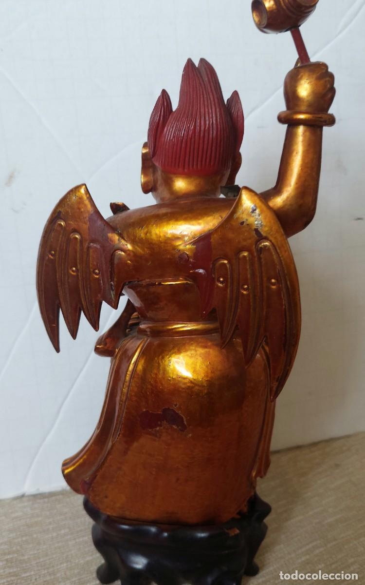 Arte: Antiguo dios oriental De madera lacada - Foto 3