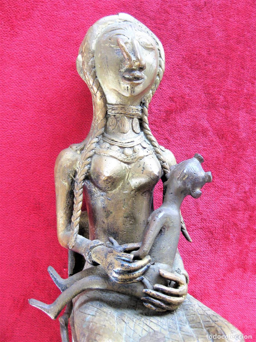 Arte: MATERNIDAD AFRICANA EN BRONCE EN 3 PIEZAS - Foto 4