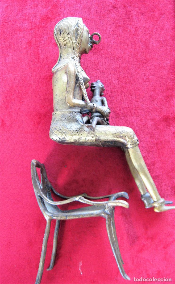 Arte: MATERNIDAD AFRICANA EN BRONCE EN 3 PIEZAS - Foto 5