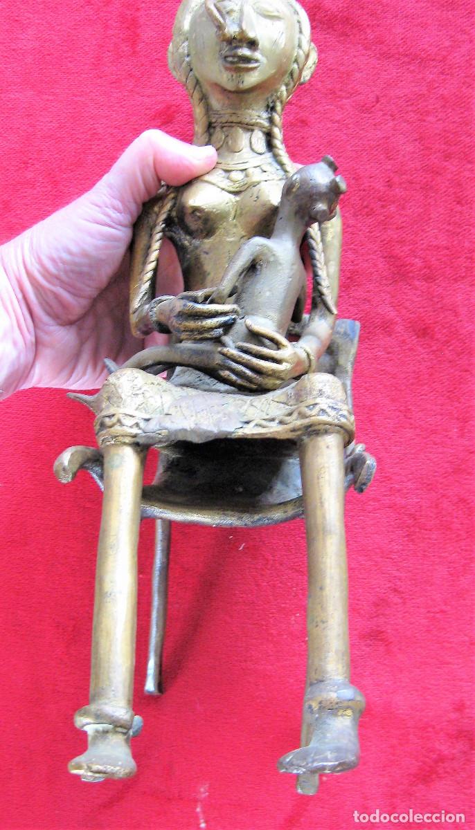 Arte: MATERNIDAD AFRICANA EN BRONCE EN 3 PIEZAS - Foto 6