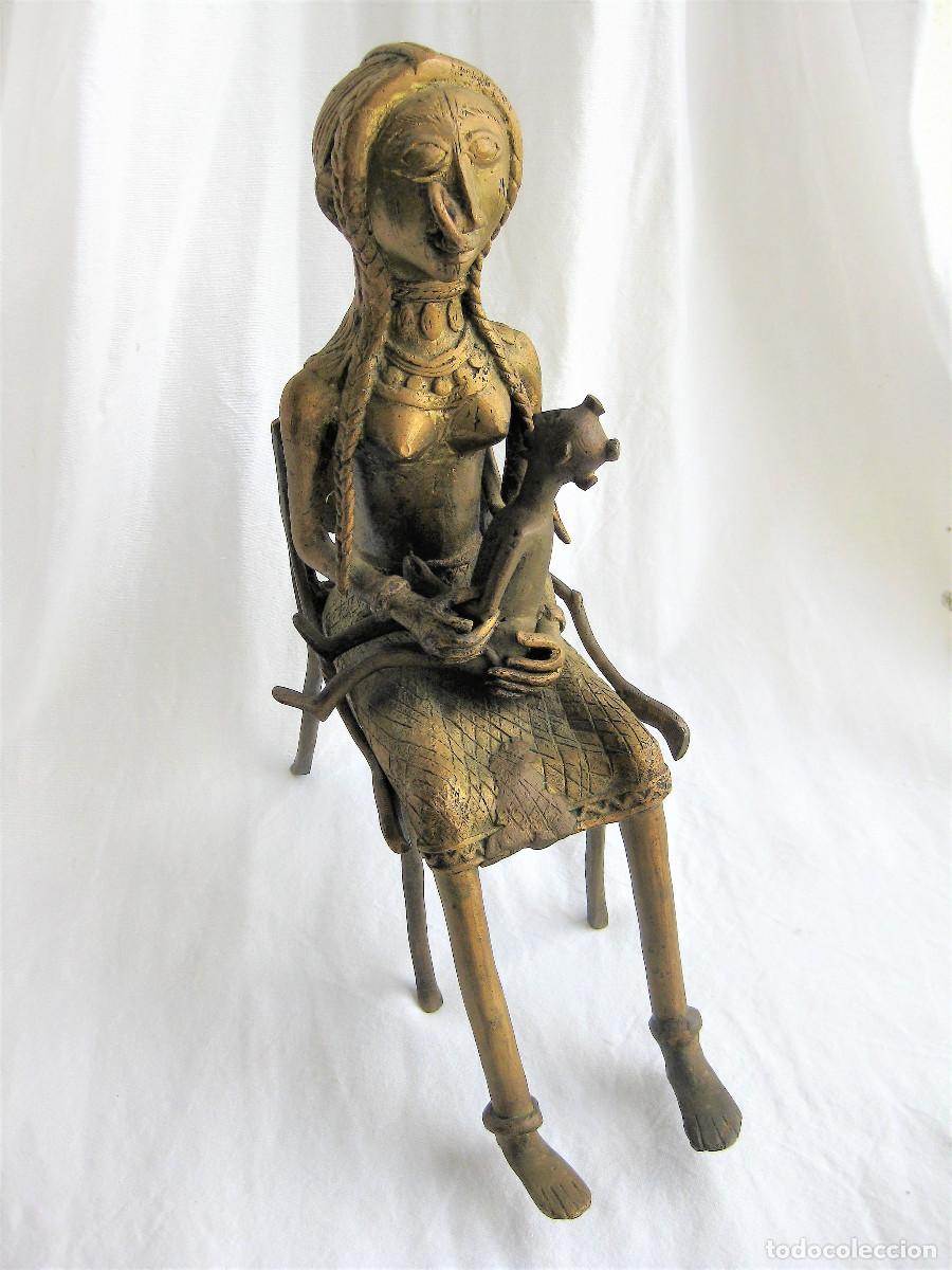 Arte: MATERNIDAD AFRICANA EN BRONCE EN 3 PIEZAS - Foto 8
