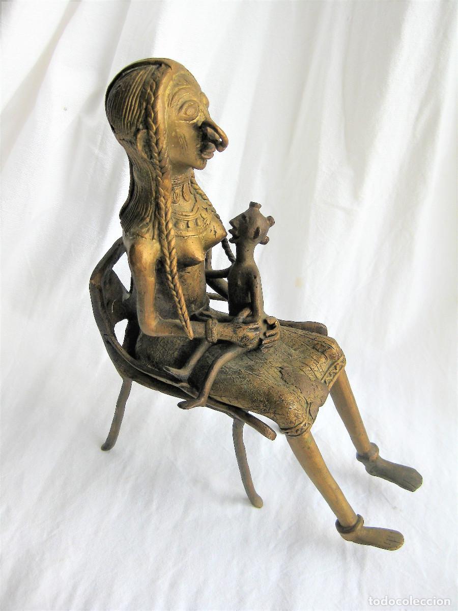 Arte: MATERNIDAD AFRICANA EN BRONCE EN 3 PIEZAS - Foto 9