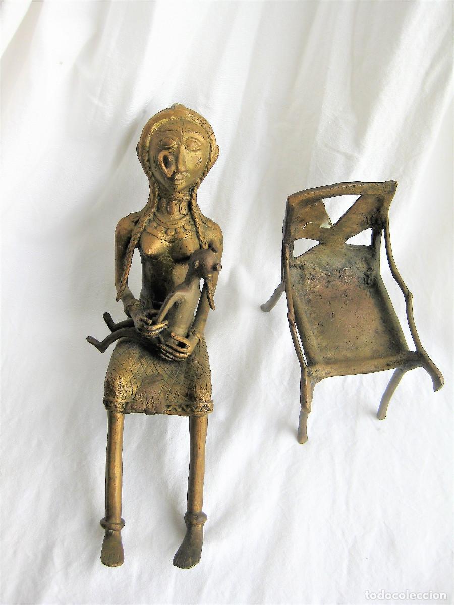 Arte: MATERNIDAD AFRICANA EN BRONCE EN 3 PIEZAS - Foto 11