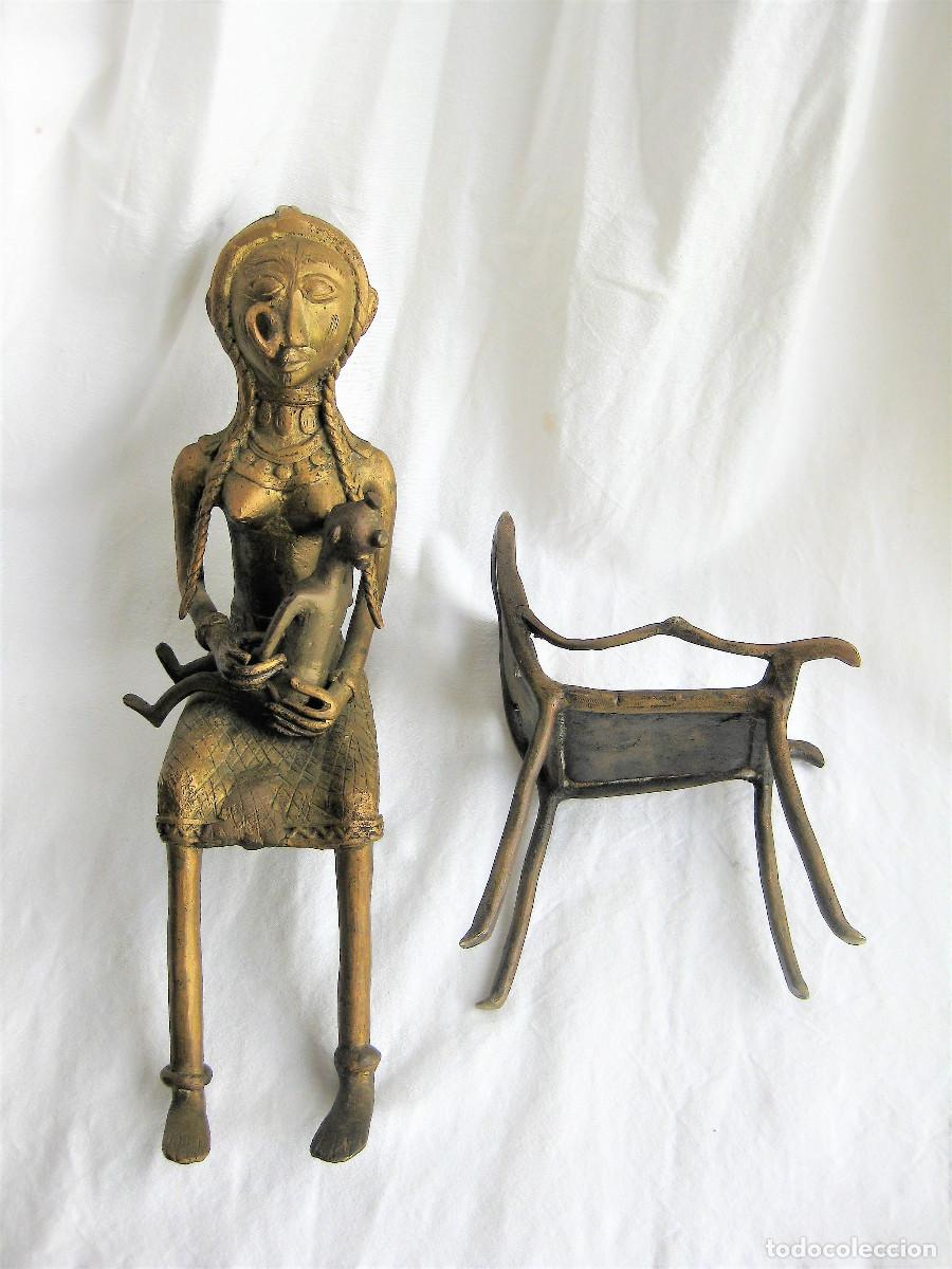 Arte: MATERNIDAD AFRICANA EN BRONCE EN 3 PIEZAS - Foto 12