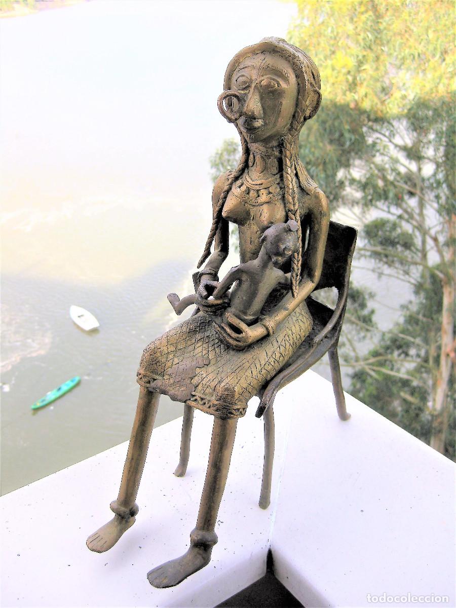 Arte: MATERNIDAD AFRICANA EN BRONCE EN 3 PIEZAS - Foto 21