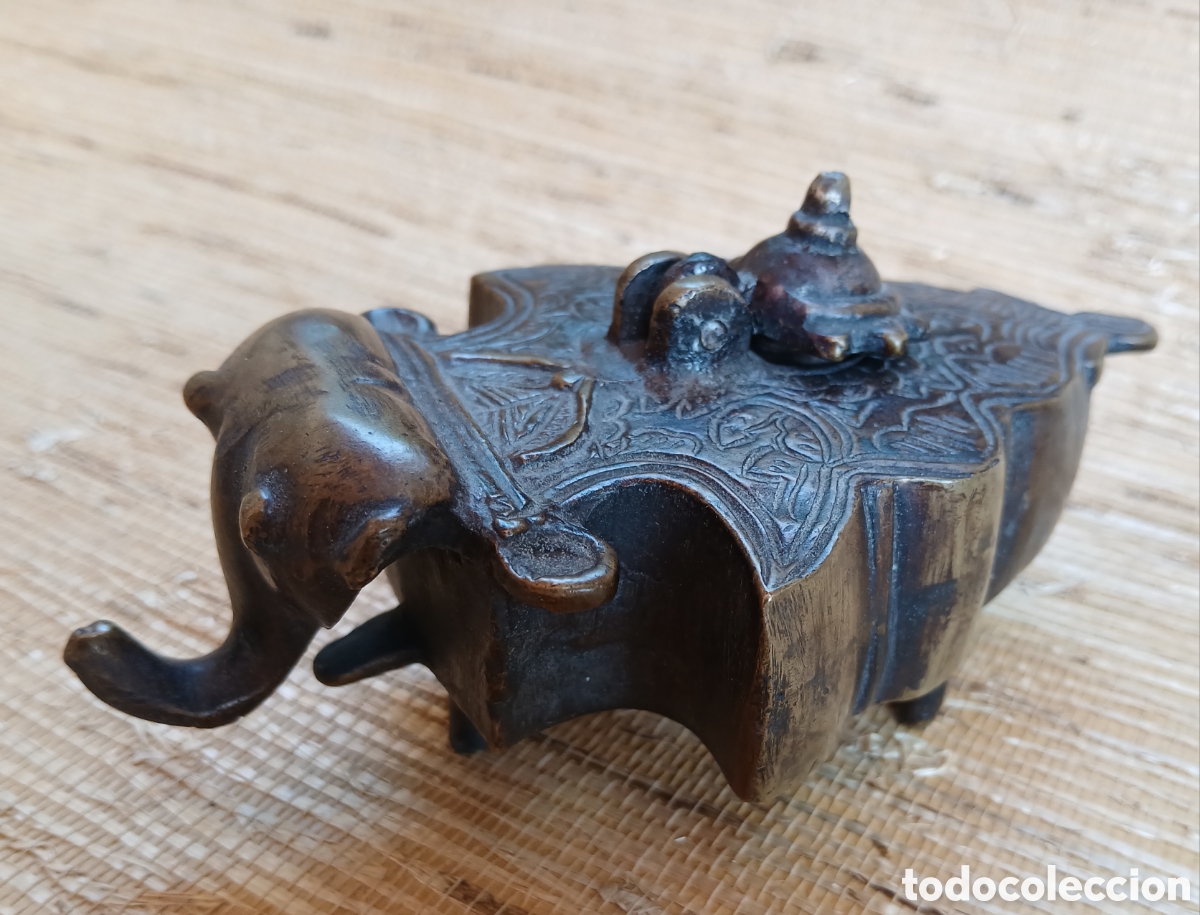 Arte: Tintero elefante de bronce (India) - Foto 5