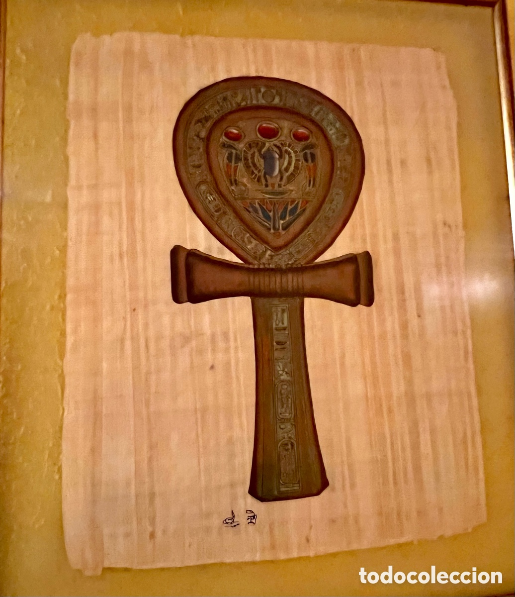 Arte: Papiro. Ankh. Llave de la vida. Enmarcado. - Foto 4